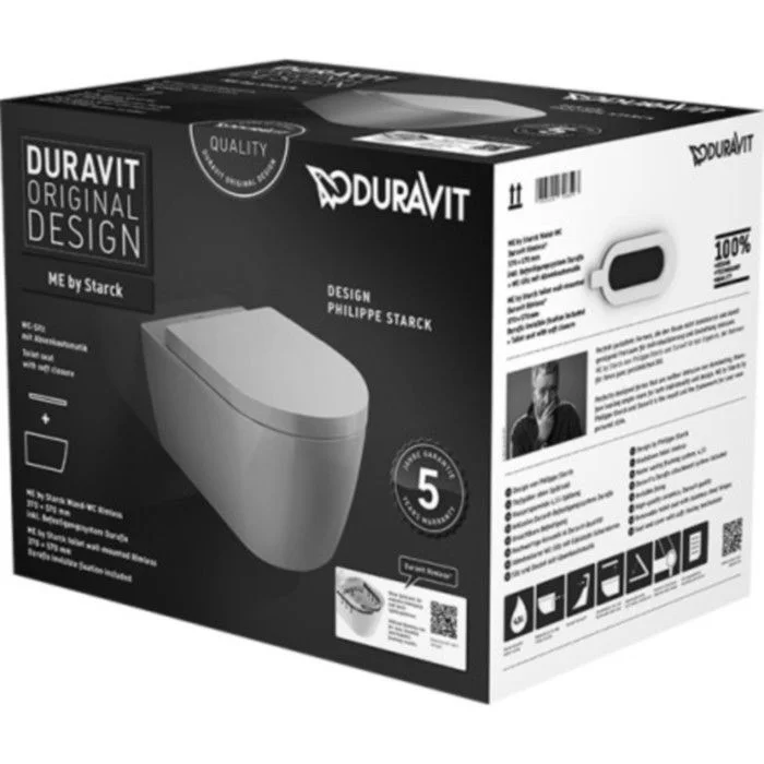 Set Vas WC suspendat cu capac soft close Duravit ME by Starck Rimless 37x57 cm evacuare orizontala Obiecte Sanitare - Set Vas WC suspendat cu capac soft close Duravit ME by Starck Rimless 37x57 cm evacuare orizontala