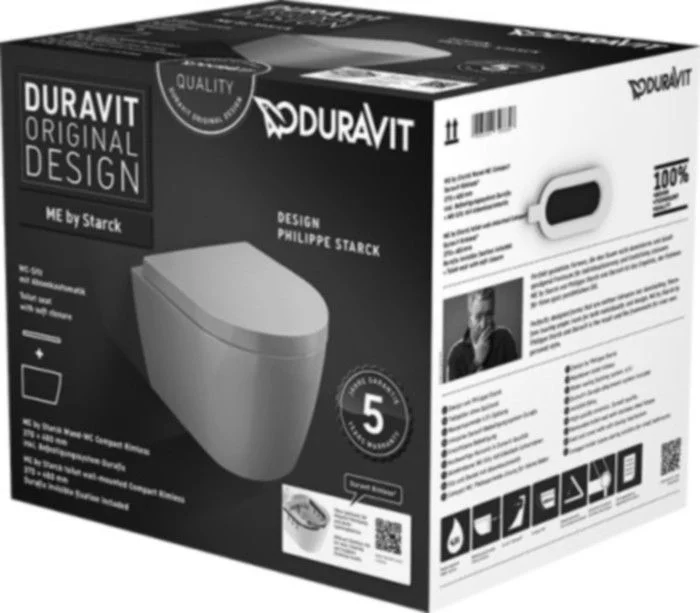 Set Vas WC suspendat cu capac soft close Duravit ME by Starck Rimless 37x48 cm evacuare orizontala Obiecte Sanitare - Set Vas WC suspendat cu capac soft close Duravit ME by Starck Rimless 37x48 cm evacuare orizontala