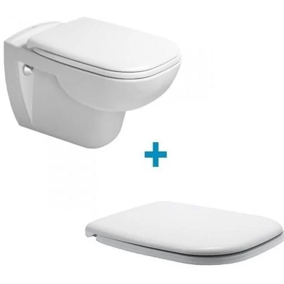 Set Vas WC suspendat cu capac soft close Duravit D-Code Rimless 36x55 cm evacuare orizontala [2]