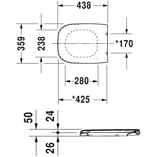 Set Vas WC suspendat cu capac soft close Duravit D-Code Rimless 36x55 cm evacuare orizontala [8]