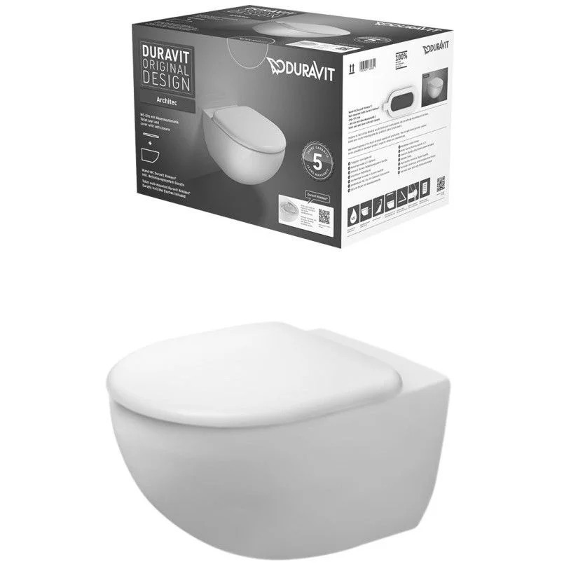 Set Vas WC suspendat cu capac soft close Duravit Architec Rimless 37x58 cm evacuare orizontala Obiecte Sanitare - Set Vas WC suspendat cu capac soft close Duravit Architec Rimless 37x58 cm evacuare orizontala
