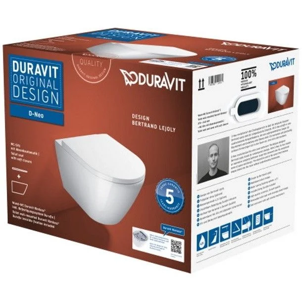 Set Vas WC suspendat cu capac soft close Duravit D-Neo Rimless 36x54 cm evacuare orizontala [3]