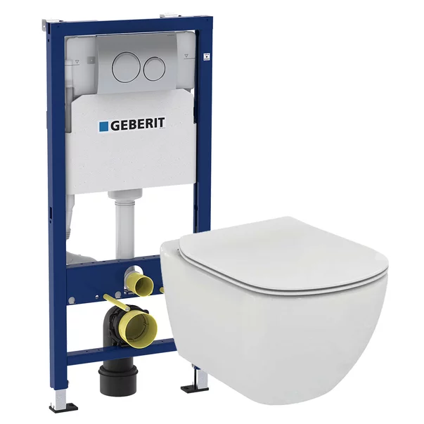 Vase wc suspendate - Set vas wc suspendat Ideal Standard Tesi AquaBlade cu capac softlcose clapeta si rezervor Geberit Duofix Delta