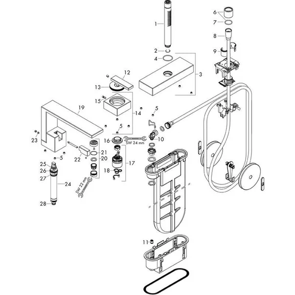 Baterie cada monocomanda Hansgrohe Axor Edge cu 3 elemente [2]