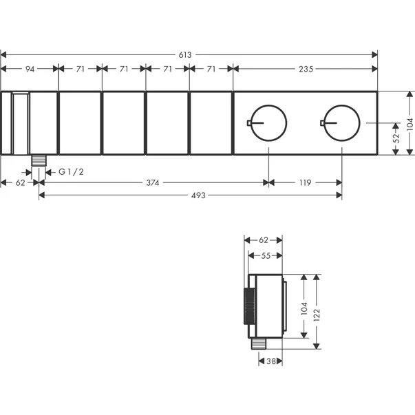 Baterie dus termostatata incastrata Hansgrohe Axor Edge cu 4 functii [2]