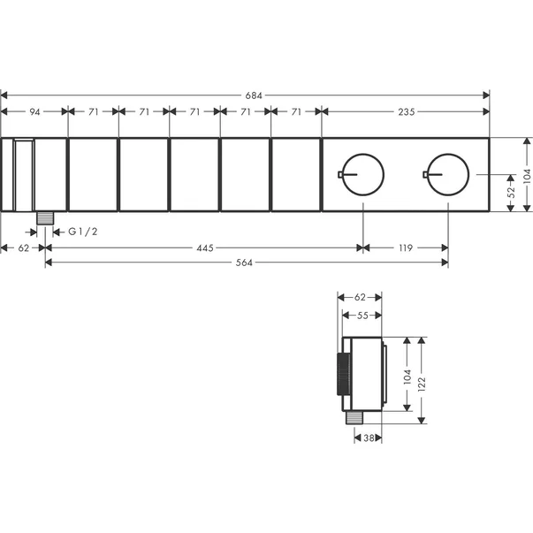 Baterie dus termostatata incastrata Hansgrohe Axor Edge cu 5 functii [2]