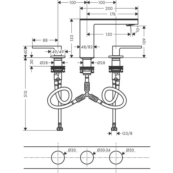 Baterie lavoar monocomanda Hansgrohe Axor MyEdition cu 3 elemente [2]