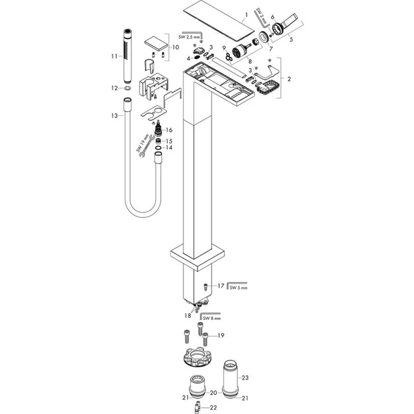 Baterie cada monocomanda freestanding Hansgrohe Axor MyEdition [2]