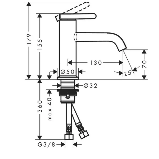 Baterie lavoar Hansgrohe Axor One 70 alb mat [2]