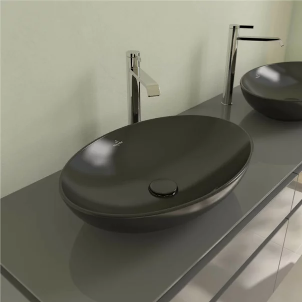 Lavoar pe blat Villeroy&Boch Loop&Friends Ebony oval 56 cm negru [5]