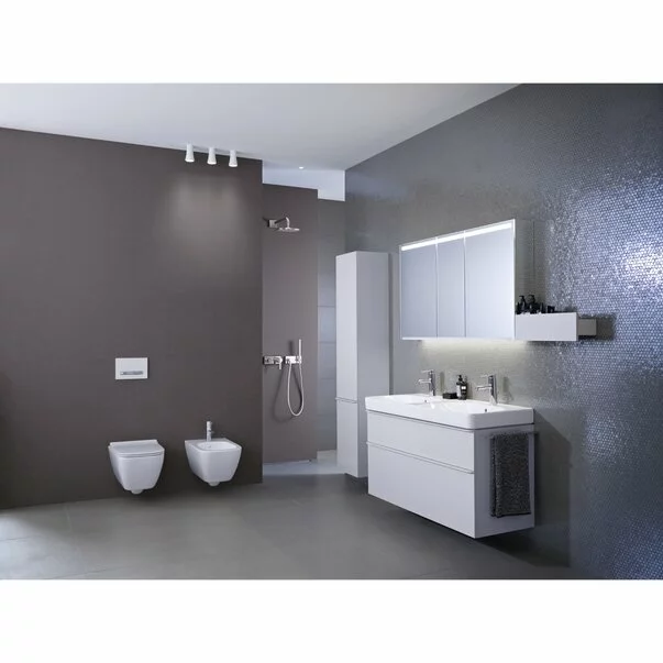Lavoare pe mobilier - Lavoar dublu pe mobilier Geberit Smyle Square 120 cm fara orificiu baterie
