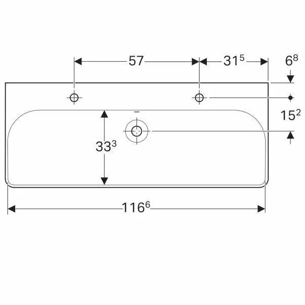 Lavoar pe mobilier Geberit Smyle Square 120 cm cu orificiu baterie stanga si dreapta [5]