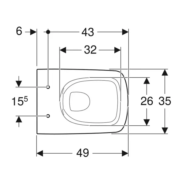 Vas WC suspendat Geberit Selnova Compact rimless alb lucios proiectie mica [2]