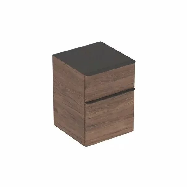 Dulapuri de baie - Dulap mediu suspendat Geberit Smyle Square nuc 2 sertare 45 cm