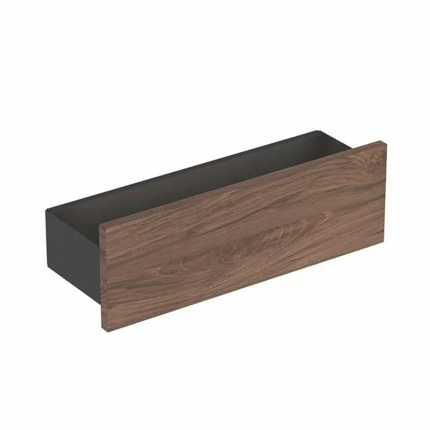 Accesorii baie - Etajera de perete lava /nuc Geberit Smyle Square 45 cm cu 3 cuiere pentru prosoape
