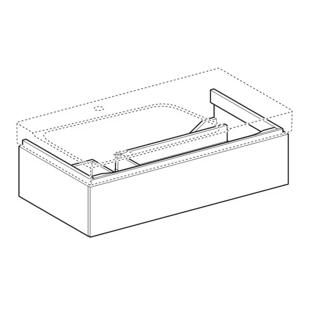 Dulap baza pentru lavoar cu blat suspendat sifon stanga Geberit Xeno2 alb 1 sertar 88 cm [3]