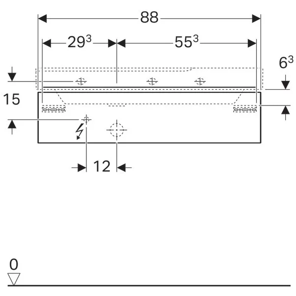 Dulap baza pentru lavoar cu blat suspendat sifon stanga Geberit Xeno2 alb 1 sertar 88 cm [5]