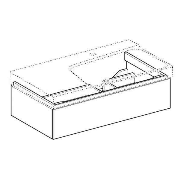 Dulap baza pentru lavoar cu blat suspendat sifon dreapta Geberit Xeno2 greige 1 sertar 88 cm [3]