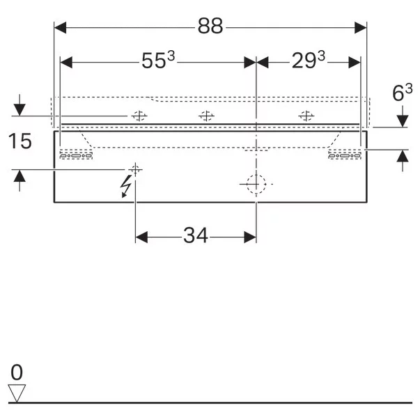 Dulap baza pentru lavoar cu blat suspendat sifon dreapta Geberit Xeno2 greige 1 sertar 88 cm [5]
