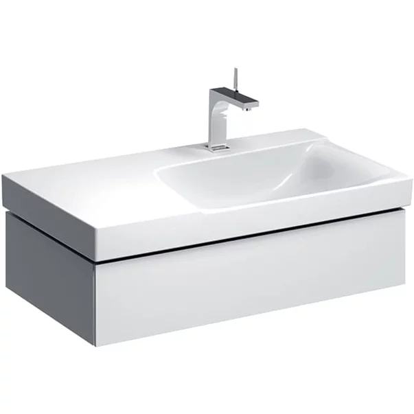 Mobilier Baie - Dulap baza pentru lavoar cu blat suspendat sifon dreapta Geberit Xeno2 alb 1 sertar 88 cm