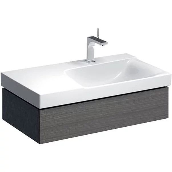 Dulap baza pentru lavoar cu blat suspendat sifon dreapta Geberit Xeno2 gri 1 sertar 88 cm [5]