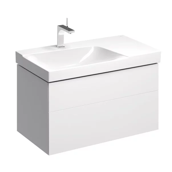 Mobilier Baie - Dulap baza pentru lavoar cu blat suspendat sifon stanga Geberit Xeno2 alb 2 sertare 88 cm