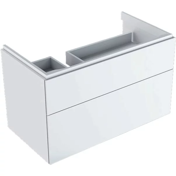 Dulap baza pentru lavoar cu blat suspendat sifon stanga Geberit Xeno2 alb 2 sertare 88 cm [2]