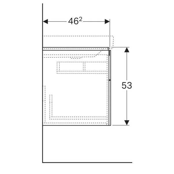 Mobilier Baie - Dulap baza pentru lavoar cu blat suspendat sifon dreapta Geberit Xeno2 gri 2 sertare 88 cm
