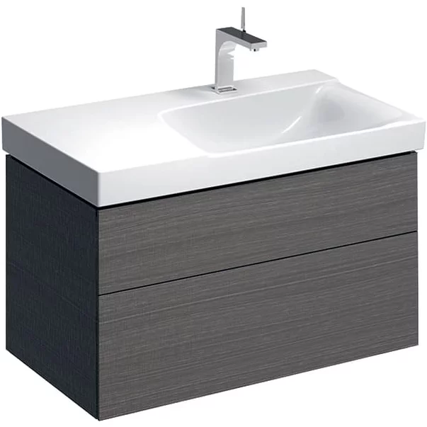 Dulap baza pentru lavoar cu blat suspendat sifon dreapta Geberit Xeno2 gri 2 sertare 88 cm [6]