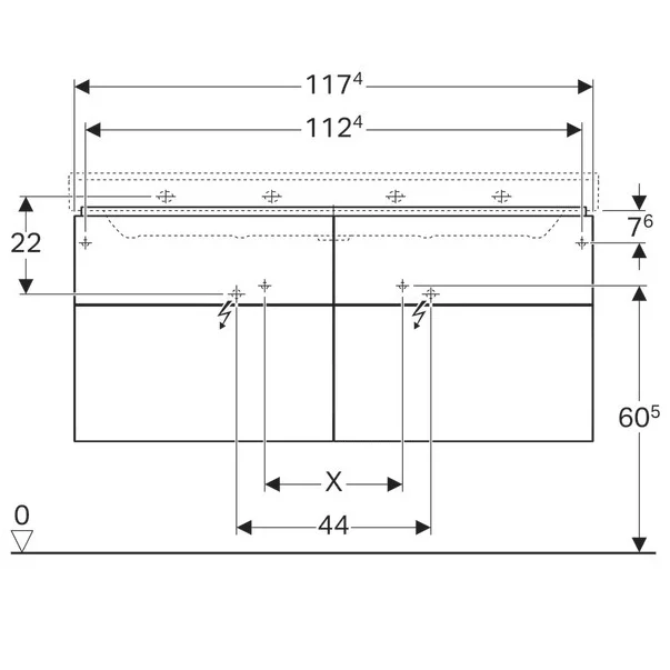 Dulap baza pentru lavoar suspendat Geberit Xeno2 alb 4 sertare 118 cm [6]