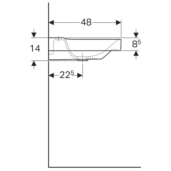 Lavoar pe mobilier Geberit Xeno2 cu blat dreapta cu orificiu baterie 90 cm alb [3]