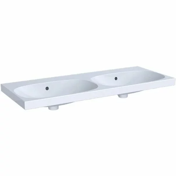 Lavoare pe mobilier - Lavoar dublu pe mobilier Geberit Acanto 120 cm fara orificiu robinet