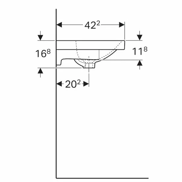 Lavoar pe mobilier Geberit Acanto 60 cm cu proiectie mica [5]