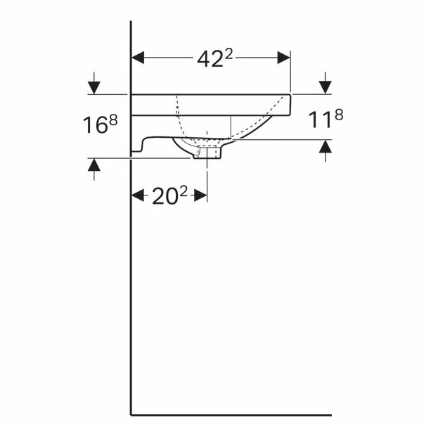 Lavoar pe mobilier Geberit Acanto 74 cm cu proiectie mica [5]
