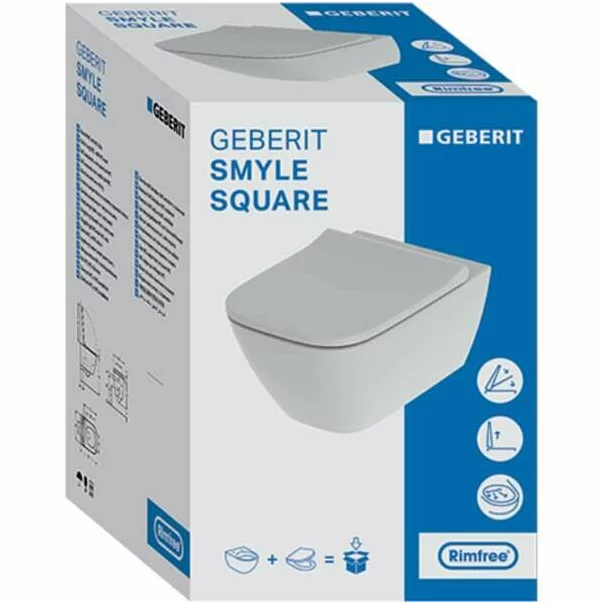 Set promo vas wc suspendat + capac slim softclose Geberit Smyle Square + rezervor incastrat Sigma cu sistem de fixare + garnitura fonoizolanta [8]