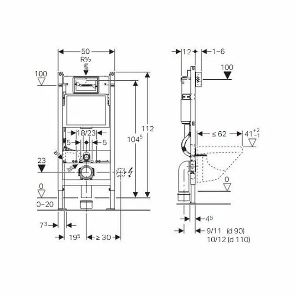 Set promo vas wc suspendat + capac slim softclose Geberit Smyle Square + rezervor incastrat cu sitem de fixare + clapeta alba Geberit Duofix Delta [7]