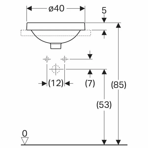 Lavoar incastrat Geberit Variform 40 cm fara orificiu preaplin rotund [4]