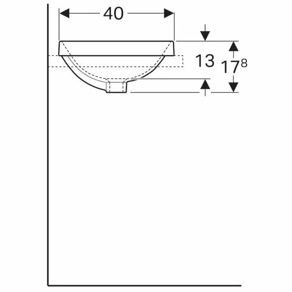 Lavoar incastrat Geberit Variform 50 cm fara orificiu preaplin oval [6]