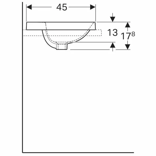 Lavoar incastrat Geberit Variform 50 cm cu orificiu baterie fara orificiu preaplin [5]