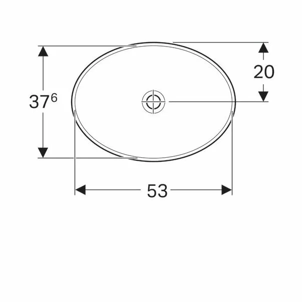 Lavoar incastrat Geberit Variform 55 cm fara orificiu preaplin oval [4]