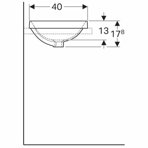 Lavoar incastrat Geberit Variform 55 cm fara orificiu preaplin oval [6]