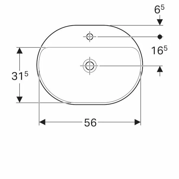 Lavoar incastrat Geberit Variform 60 cm cu orificiu baterie fara orificiu preaplin eliptic [3]
