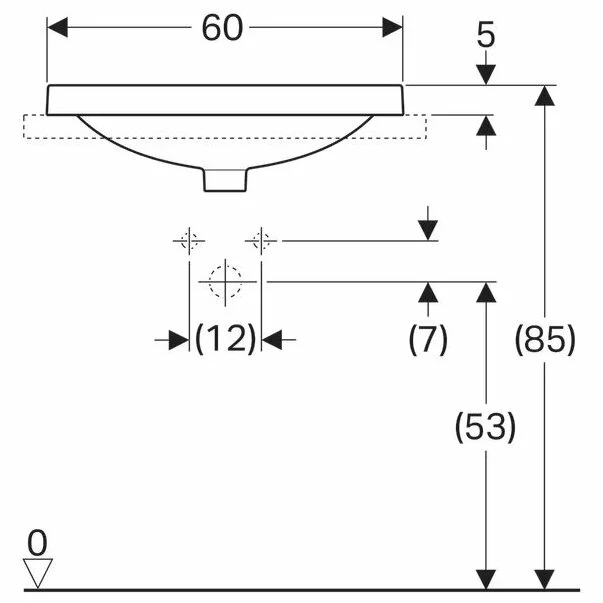 Lavoar incastrat Geberit Variform 60 cm cu orificiu baterie fara orificiu preaplin eliptic [4]