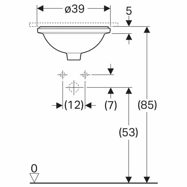 Lavoar sub blat Geberit Variform 39 cm fara orificiu baterie cu orificiu preaplin [4]