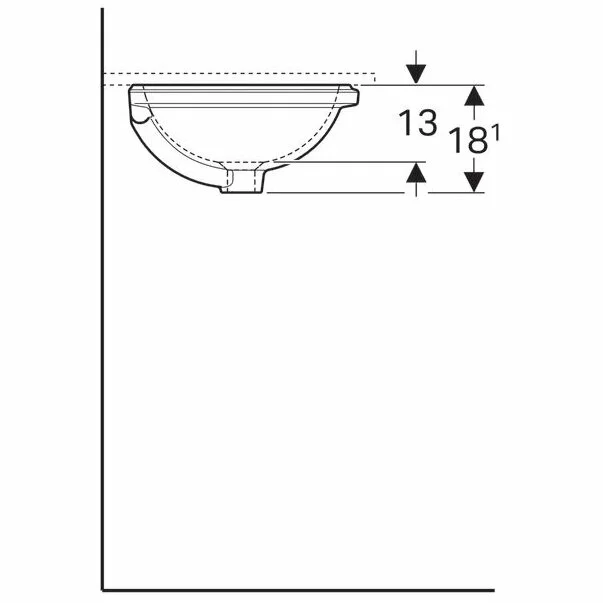 Lavoar sub blat Geberit Variform 39 cm fara orificiu baterie cu orificiu preaplin [5]