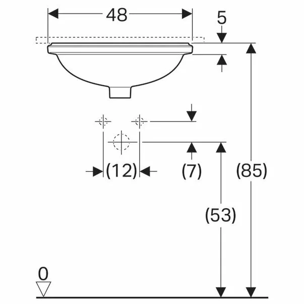 Lavoar sub blat Geberit Variform 48 cm fara orificiu baterie cu orificiu preaplin [4]