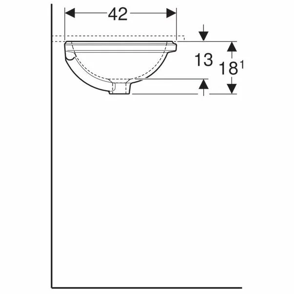 Lavoar sub blat Geberit Variform 48 cm fara orificiu baterie cu orificiu preaplin [5]