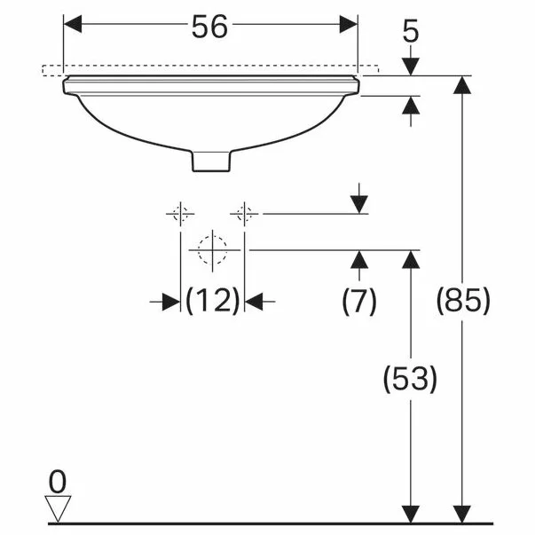 Lavoar sub blat Geberit Variform 56 cm fara orificiu baterie cu orificiu preaplin [4]