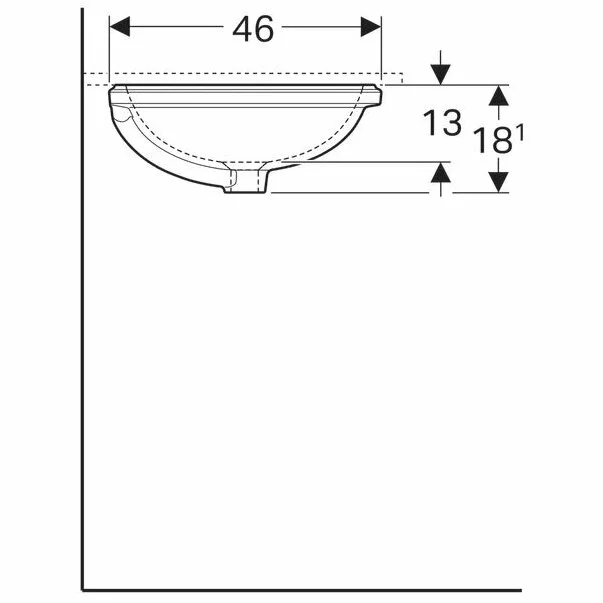 Lavoar sub blat Geberit Variform 56 cm fara orificiu baterie cu orificiu preaplin [5]