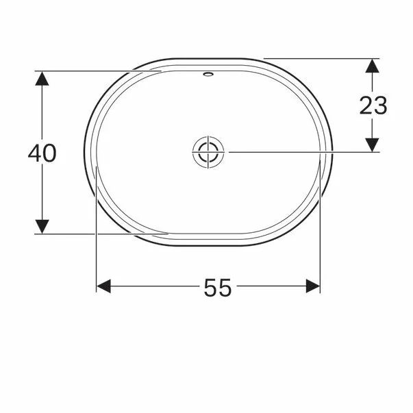 Lavoar sub blat Geberit Variform 61 cm fara orificiu baterie cu orificiu preaplin [3]